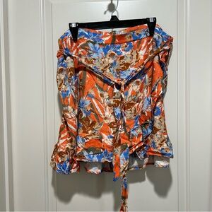 Versona women’s size XXL Orange and blue Floral Skort/shorts. Elastic waist
